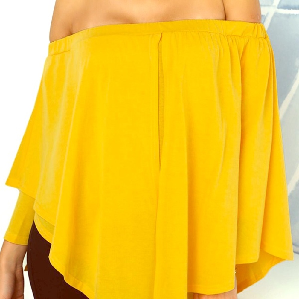 Trendy Dew Shoulder Yellow Blouse